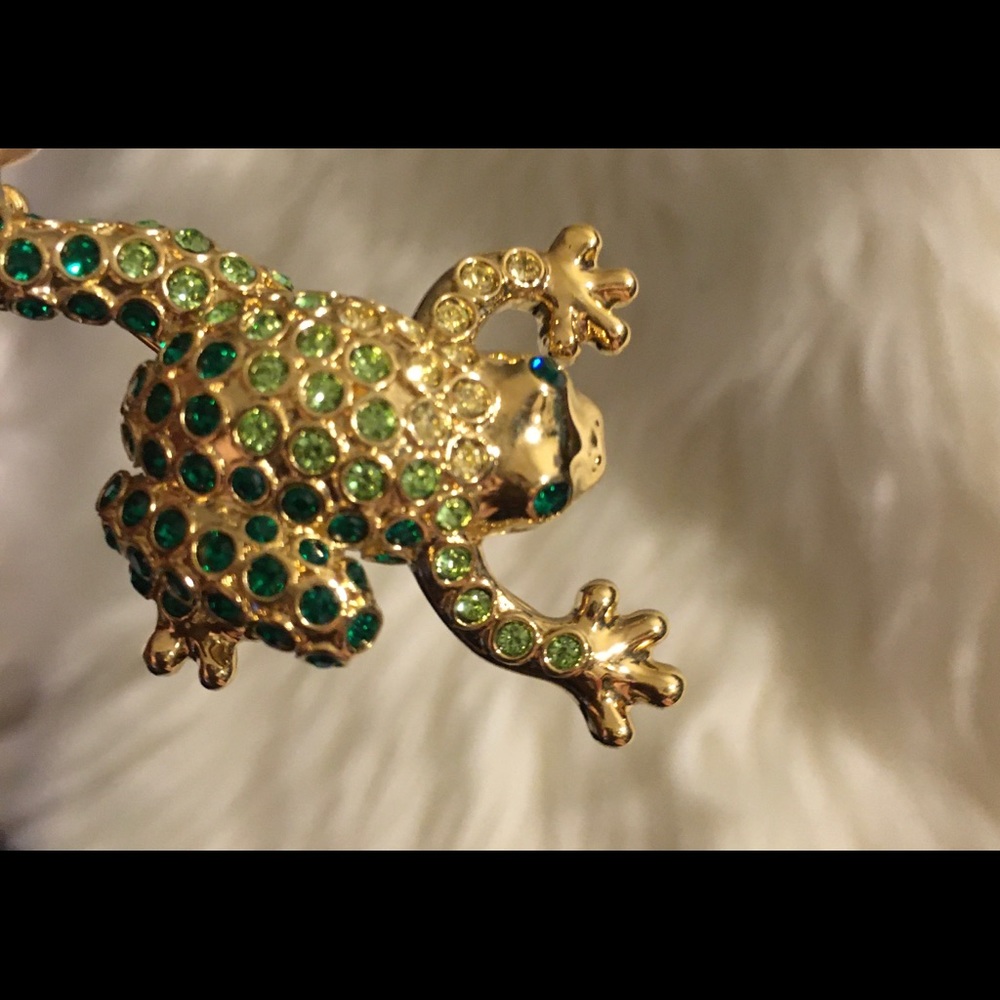 😎🎁❤️ vintage Money crystal Frog brooch  pin❤️🎁 - Picture 9 of 15